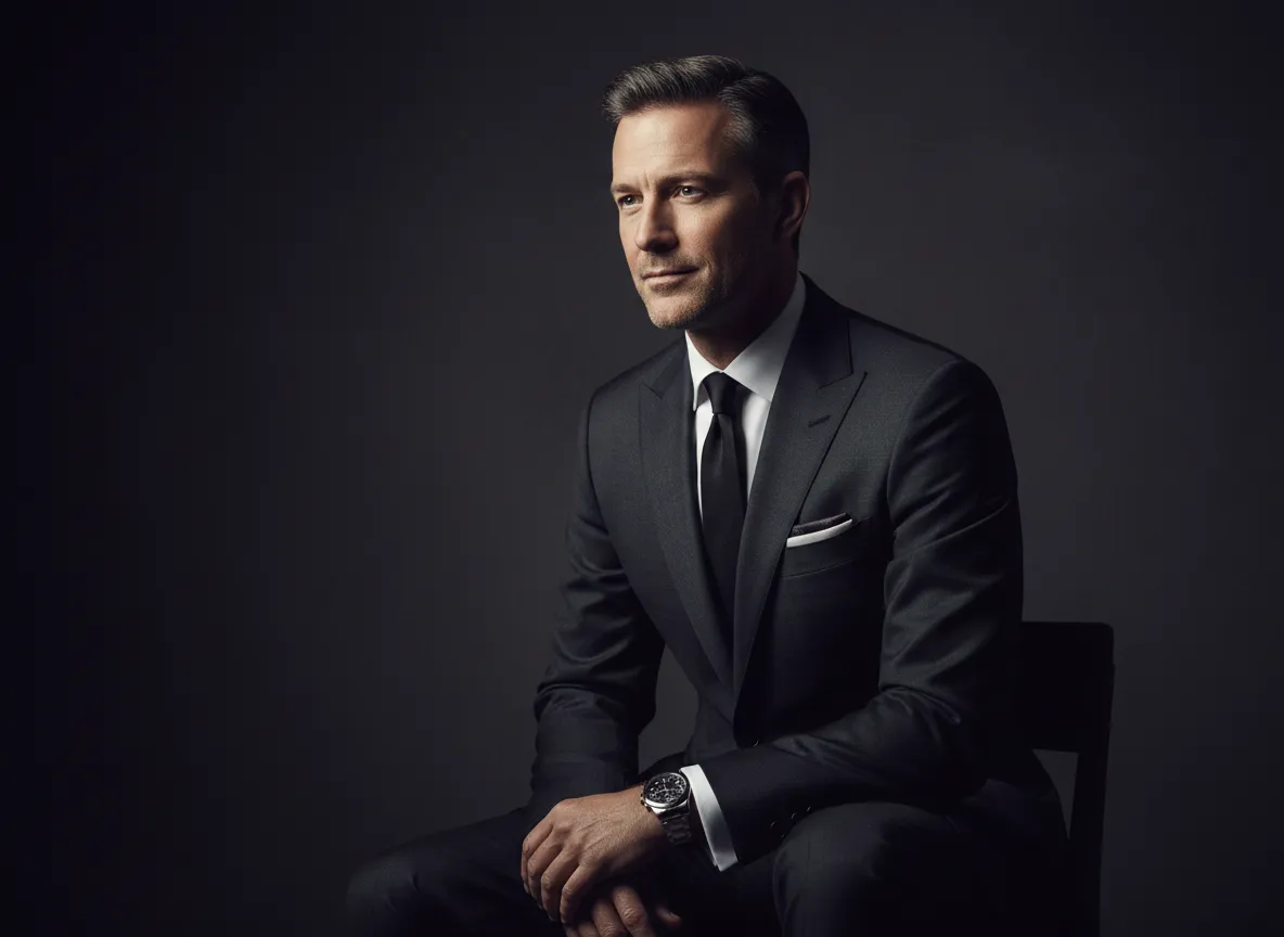 Editorial style executive portrait with dramatic lighting